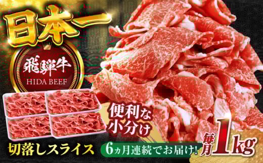 [6回定期便]飛騨牛切り落とし 1kg(250g×4P)すき焼き 焼肉 小分け 岐阜市 / 丸福商店 [ANBO049]