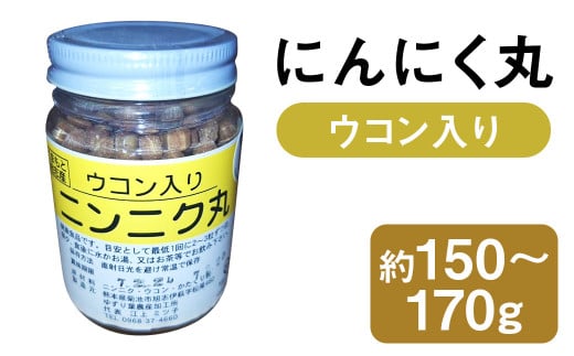 にんにく丸 （ウコン入り）  大 約150g～170g 【2025年4月下旬まで発送予定】 ニンニク にんにく ウコン 健康食品 錠剤 粒 瓶 熊本県 菊池市産 1839556 - 熊本県菊池市