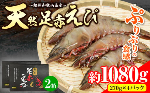 ＜先行予約＞紀州和歌山産天然足赤えび 540g×2箱(270g×4パック) 化粧箱入 魚鶴商店《11月上旬-2月上旬頃出荷》和歌山県 日高川町 足赤えび えび エビ