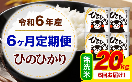 【6ヶ月定期便】令和6年産 無洗米 ひのひかり 定期便 20kg《お申込み月の翌月から出荷開始》令和6年産 熊本県産 ふるさと納税 精米 ひの 米 こめ ふるさとのうぜい ヒノヒカリ コメ お米