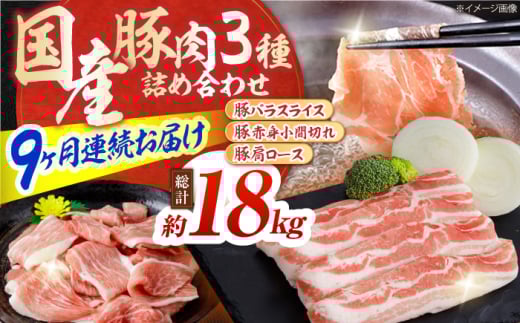 【9回定期便】お肉の定期便 国産 豚肉 詰め合わせ セット (6ヵ月) 総計約18kg バラ スライス 切り落とし 小間切れ 【(有)山重食肉】 [ATAP104] 1838635 - 高知県高知市