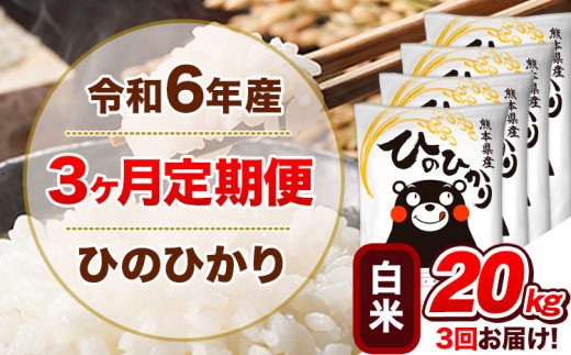 令和6年産 【3ヵ月定期便】 白米 ひのひかり 定期便 20kg 5kg×4袋《お申込み翌月から出荷開始》 熊本県産 精米 ひの 米 こめ ヒノヒカリ コメ お米  1582182 - 熊本県津奈木町