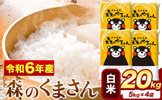 令和6年産 白米 森のくまさん 20kg 5kg × 4袋 熊本県産 単一原料米 森くま[2月上旬-2月末頃出荷予定]送料無料