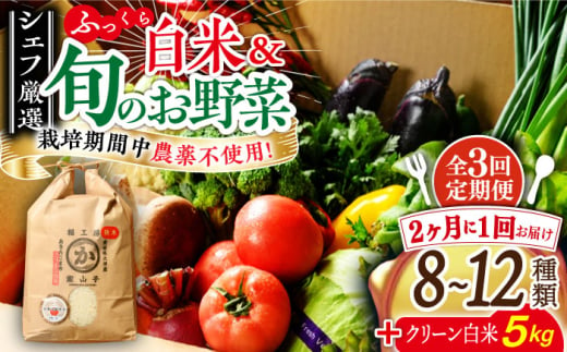 野菜定期便(旬野菜・白米 5kg)[全3回][2ヶ月に1回]シェフの目線で厳選!大洲市/ヒロファミリーフーズ [AGBX040]白米定期便 白米定期便 野菜定期便 野菜 定期便 お米 定期便 お米定期便 白米 5kg