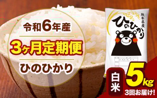 令和6年産 【3ヶ月定期便】 白米 米 ひのひかり 5kg《お申し込み月の翌月から出荷開始》熊本県 大津町 国産 熊本県産 白米 送料無料 ヒノヒカリ こめ お米 1582526 - 熊本県大津町