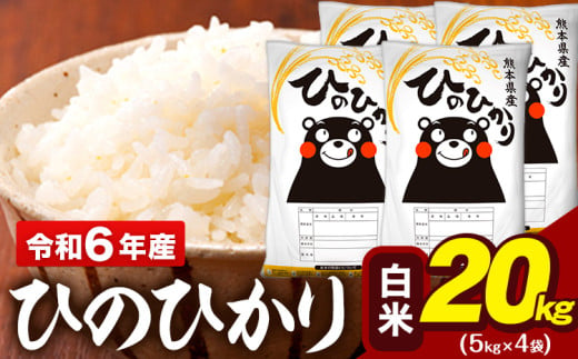 熊本県大津町のふるさと納税 令和6年産 白米 米 ひのひかり 20kg (5kg袋×4)《7-14営業日以内に出荷予定(土日祝除く)》熊本県 大津町 国産 熊本県産 白米 精米 送料無料 ヒノヒカリ こめ お米