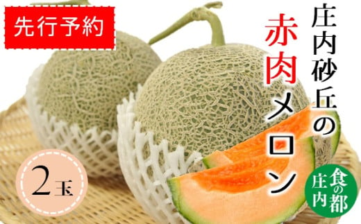 ★先行予約★食の都庄内　【令和7年産】庄内の赤肉メロン（2玉）※令和7年7月上旬より発送予定 1981439 - 山形県三川町