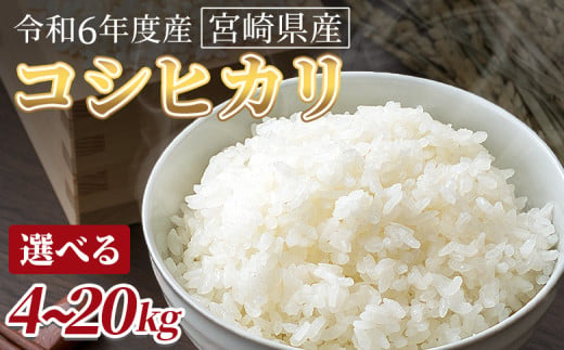 令和6年度産 宮崎県産コシヒカリ 翌月末までに順次出荷[ 選べる 数量 国産 米 お米 最速便 白米 精米 こしひかり ごはん ご飯 白飯 4kg 5kg 7kg 10kg 15kg 20kg 食品 ]