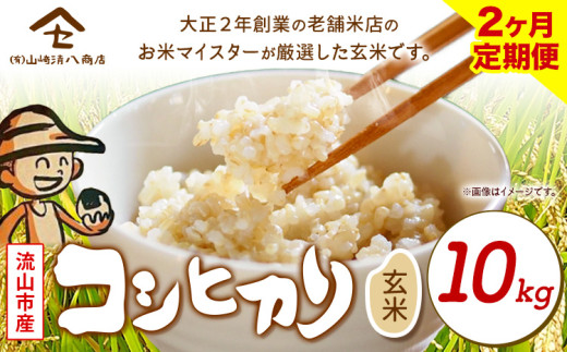 【毎月定期便2回】米 コシヒカリ 新川耕地・減農薬コシヒカリ 玄米 10kg《お申込み月の翌月から出荷開始》 有限会社山崎清八商店 千葉県 流山市 新川耕地 送料無料 定期便 st-p