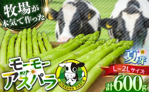[先行予約]モーモーアスパラ夏芽 L~2L 600g(6月中旬より順次発送) 迷ったらこれ!ちょうどいい太さ2種セット 日田市 / 有限会社本川牧場 [ARAI036]