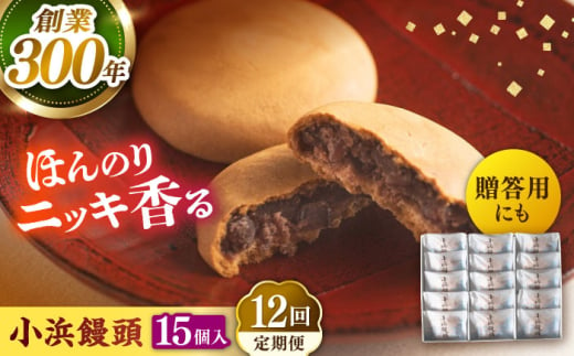 【全12回定期便】葉山日影茶屋 小浜饅頭 15個入 / まんじゅう 饅頭 粒あん つぶあん あんこ 小豆 和菓子 焼き菓子 スイーツ ギフト 桂皮末 ニッキ  お菓子 神奈川県 葉山町【(株)日影茶屋】 [ASAX074]