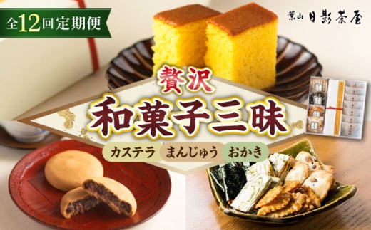 【全12回定期便】葉山日影茶屋 和菓子詰合せ 12個入 / 詰め合わせ ギフト スイーツ つぶあん カステラ おつまみ おかき お返し 祝い 和菓子 焼き菓子 お菓子 神奈川県 葉山町【(株)日影茶屋】 [ASAX083]