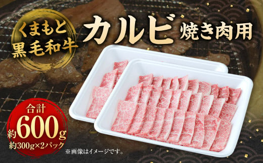 くまもと黒毛和牛 焼き肉用カルビ 600g (300g×2パック) 牛肉 お肉