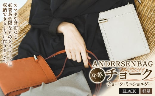 ANDERSENBAG  チョーク No.9211 チョーク・ミニショルダー ブラック 黒 ショルダー バッグ かばん 鞄 カバン 軽量 肩がけ 斜めがけ レザー 革