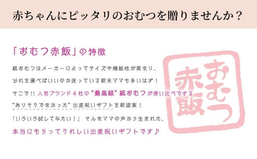 徳島県徳島市のふるさと納税 4種類のおむつが試せる「おむつ赤飯」！出産祝いギフトメッセージカード【有り】