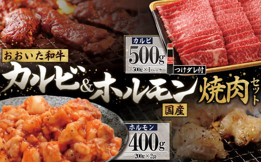 おおいた和牛カルビ&国産ホルモン焼肉セット【合計900g】つけダレ付 G3