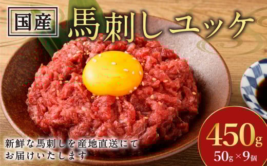 【フジチク】国産馬刺しユッケ 50g×9 合計450g おつまみ 馬刺し 馬肉 馬 赤身 ユッケ 熊本県 1541624 - 熊本県水俣市