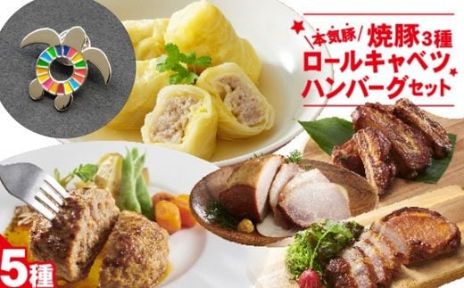 【SDGｓカメバッチ】と【本気豚焼豚３種・ロールキャベツ・ハンバーグセット】