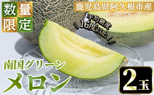 数量限定!鹿児島県産南国グリーンメロン(2玉・約1.5kg) 数量限定 メロン フルーツ 青肉 果物 くだもの 果実 国産 九州産 鹿児島県産[松永青果]akn053-03