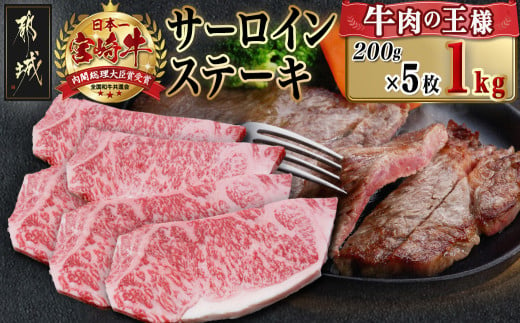 宮崎牛サーロインステーキ(200g×5枚)_AF-N401_(都城市) ステーキ 牛肉 宮崎牛 和牛 国産 サーロイン 1kg 贈答用 ギフト