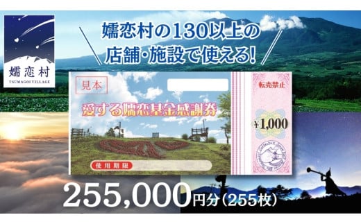 嬬恋村 で使える 嬬恋村 で使える 感謝券255,000円分 (255枚) 温泉総選挙 万座温泉 万座 鹿沢温泉 観光 旅行券 宿泊券 宿泊補助券 旅行 温泉 温泉 ペンション ホテル 旅館 トラベル 父の日 母の日 敬老の日 浅間高原 鹿沢 バラギ 北軽井沢 エリア 関東 255000円 クーポン チケット 国内旅行 お泊り 日帰り 観光地応援 [AO037tu]