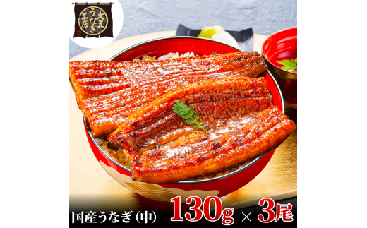 [№5695-1755]うなぎ蒲焼 130g×3尾(390g) うなぎ ウナギ 鰻 蒲焼 蒲焼き 静岡 島田市 1905170 - 静岡県島田市