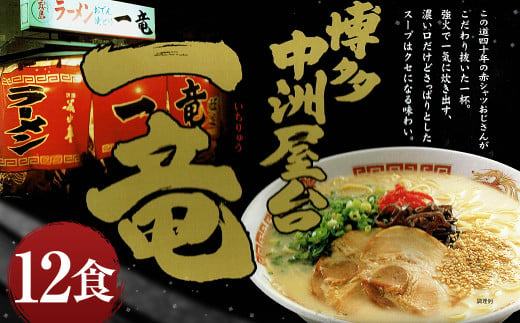 博多中洲屋台 一竜ラーメン 12食入（4食入×3箱）ラーメン 豚骨 豚骨ラーメン スープ 濃口 中華そば 生めん 一竜 博多