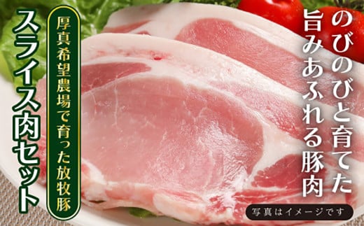 【全2回定期便】放牧豚 スライス肉3種セット（ロース2種/モモ） 《厚真町》　【ファーマーズファクトリー株式会社】 ロース モモ 豚肉 とんかつ しゃぶしゃぶ ステーキ 北海道 セット 詰め合わせ[AXBA058] 1894423 - 北海道厚真町