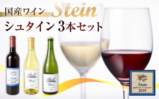 Stein シュタイン ワイン 3本セット 石巻産 葡萄100％使用 赤ワイン 白ワイン 国産 赤 白 スパークリング 432289 - 愛知県豊橋市