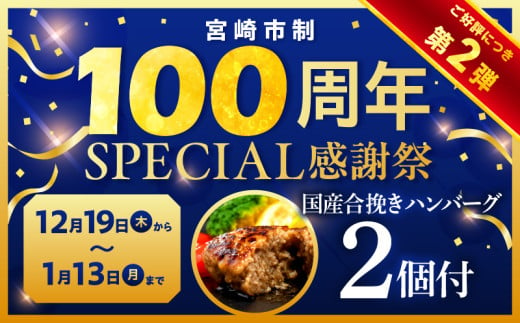 宮崎県宮崎市のふるさと納税 【2025年4月発送】【市制100周年特別規格・期間限定】宮崎牛ロースステーキ250g×2 合計500g+合挽きハンバーグ100g×2個_M132-014-B-apr