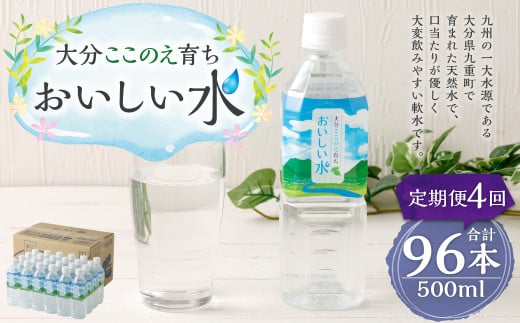 【4ヶ月定期便】大分 ここのえ育ち おいしい 水 500ml×24本 合計96本