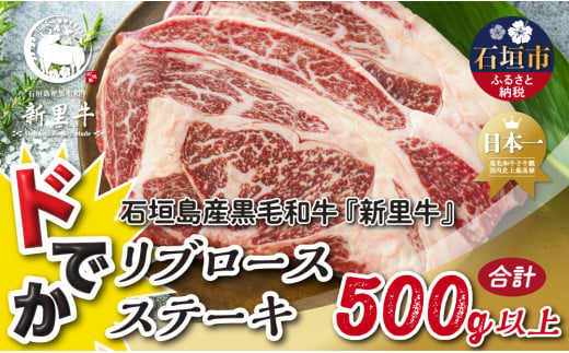 石垣島産 黒毛和牛 新里牛 どデカリブロースステーキ（不定貫200～300g×2）合計500g以上 ステーキ 焼肉 バーベキュー SZ-33