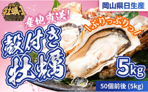 【2025年発送分】産地直送！岡山県日生産　殻付き牡蠣50個前後（5kg）【 全国牡蠣-1グランプリ豊洲2024 加熱部門初代グランプリ受賞！ 牡蠣 5kg 加熱用 蒸しカキ 焼き牡蠣 】 1904809 - 岡山県備前市