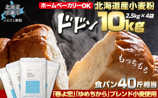 北海道産 「春よ恋」「ゆめちから」ブレンド小麦粉 パウダースノー（パン用強力粉）10kg【 ふるさと納税 人気 おすすめ ランキング 小麦 小麦粉 粉 春よ恋 ゆめちから ブレンド パウダースノー パン用 強力粉 穀物 国産 北海道産 こむぎ こむぎこ  ギフト 贈答 プレゼント 贈り物 北海道 室蘭市 送料無料 】 MROBI012