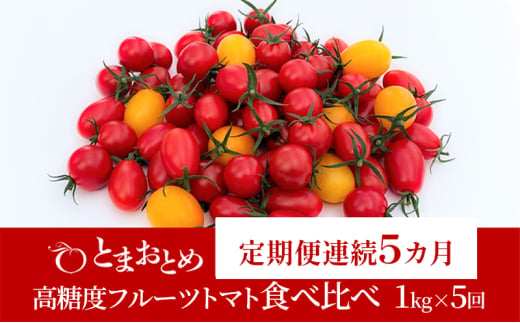 【定期便 連続5カ月 計5回】 栃木県 鹿沼産 高糖度 フルーツトマト ”とまおとめ” 食べ比べ 1kg×5回 お届け：1月中旬～5月下旬 野菜 トマト カキヌマファーム とまおとめ アイコ フルティカ アルル イエローアイコ 濃厚 甘み 旨み 入手困難 鹿沼 [№5840-2790]