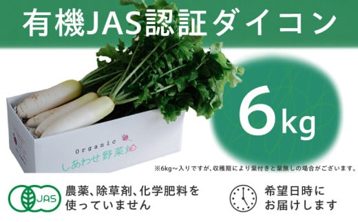 ２１３６　有機大根　有機JAS認証　煮物やおでんに最適　冬の味覚(12～3月発送) しあわせ野菜畑 1690089 - 静岡県掛川市