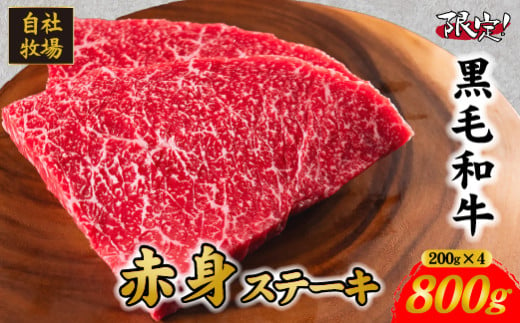 【年末限定規格】小林市産 黒毛和牛 赤身ステーキ 200g×4枚（牛肉 国産牛 黒毛和牛 和牛 赤身 ステーキ）