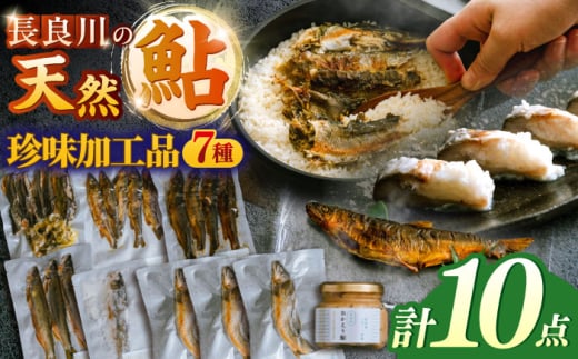 ［清流長良川］おかえり鮎　珍味加工品7点セット あゆ 塩焼き 寿司 甘露煮 炊き込みご飯 岐阜市 / 若鶏の春近 [ANDL011]