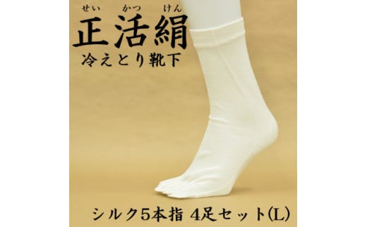 正活絹 冷えとり靴下 シルク5本指 4足セット(Lサイズ)【1584060】 1926381 - 岐阜県羽島市