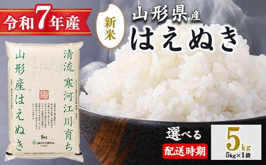 [配送時期が選べる][先行予約]令和7年産 はえぬき 5kg(5kg×1袋) 山形県産 2025年産 010-C-JA007-R7