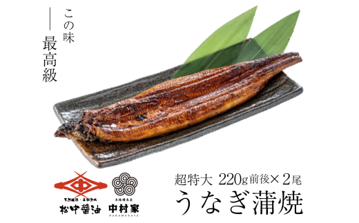 【120年老舗醤油蔵仕込みのたれと関門の塩】超特大 鰻 蒲焼（220g前後）×2尾 合計440g前後 タレ付 山椒小袋 うなぎ 蒲焼き 冷凍