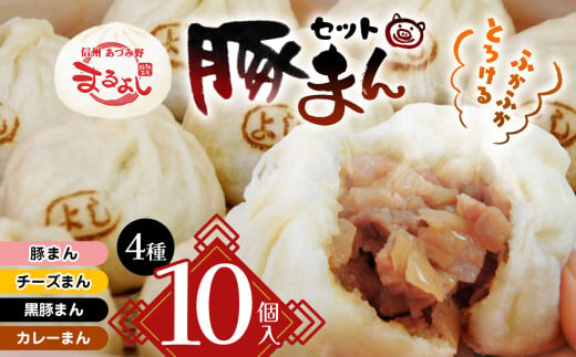 *信州産 黒豚まん入り おすすめ豚まん4種10個入りセット | まんじゅう 肉まん おやつ 豚まん 中華 セット 4種 詰め合わせ セット 長野県 松川村 信州