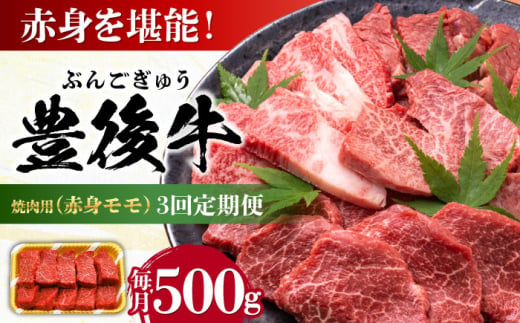 【全3回定期便】おおいた豊後牛 赤身モモ 焼肉用 500g 日田市 / 株式会社MEAT PLUS　牛 うし 黒毛和牛 和牛 豊後牛 [AREI092] 1921271 - 大分県日田市