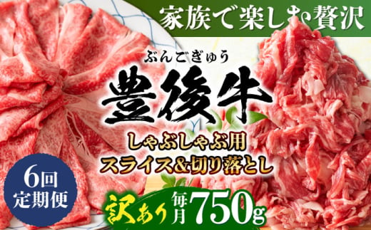 【全6回定期便】訳あり！おおいた豊後牛 しゃぶしゃぶすき焼き セット（スライス・切り落とし） 750g 日田市 / 株式会社MEAT PLUS　肉 牛肉 和牛 [AREI078] 1921257 - 大分県日田市