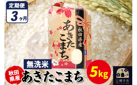 《定期便3ヶ月》あきたこまち 5kg×1袋【無洗米】令和6年産 秋田県産 こまちライン 1920203 - 秋田県横手市