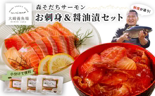 森そだちサーモン お刺身＆醤油漬セット 計3パック｜サーモン ます 魚 刺身 小分け 生食用 人気 冷凍 海鮮丼 人気 高級 大満足 美味しい 贈答 生食用 刺身 お刺身 刺し身 魚介類 海鮮 冷凍 厚切り 薄切り 217540 - 群馬県前橋市