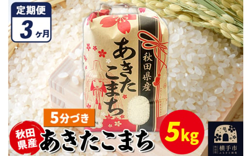 《定期便3ヶ月》あきたこまち 5kg×1袋【5分づき】令和6年産 秋田県産 こまちライン 1920271 - 秋田県横手市