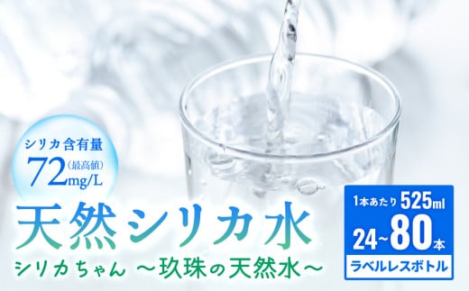 [数量限定]天然 シリカ 水 525ml × 24-80本 [シリカちゃん〜玖珠の天然水〜] ラベルレス 天然水 シリカ水 ミネラルウォーター ふるさと納税 4000円 5000円 10000円 1万円 大分県 国産 天然シリカ 水 シリカ水 ミネラルウォーター 国産 保存可能 水 ミネラルウォーター ペットボトル 長期保存水 備蓄水 備蓄用 非常災害備蓄用 災害 避難用品 防災 玖珠