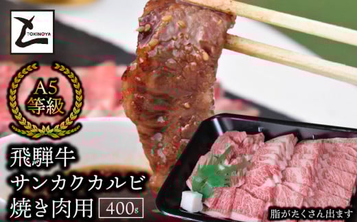 A5飛騨牛サンカクバラカルビ焼き肉用400g 489945 - 岐阜県垂井町