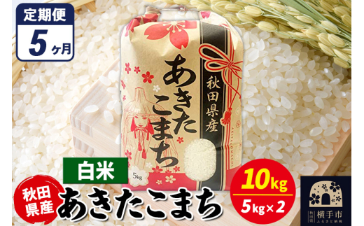 《定期便5ヶ月》あきたこまち 10kg（5kg×2袋）【白米】令和7年産 秋田県産 こまちライン 1920187 - 秋田県横手市